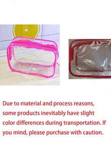 女士透明拉链化妆包，旅行必备收纳包 - 玫瑰红，多功能收纳袋，透明洗漱包，健身洗漱包，浴室收纳包，日常携带包，可放入随身行李。PVC钱包式设计。非常适合收纳化妆品、洗漱用品、玩具和其他物品。透明拉链化妆包，适合婚礼季、伴娘礼物、新娘礼物、情侣礼物、情人节等场合。