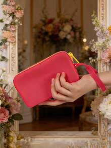 大容量防水硅胶化妆包，旅行必备，沙滩包，适合旅行和美容旅游，大容量收纳包，带挂带和提手化妆包 - 彩色 - 查看 1