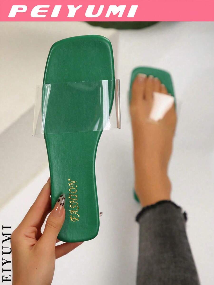 PEIYUMI Women's Fashionable Transparent Slide Sandals, Comfortable & Soft, Suitable For Beach, Casual Gatherings