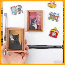 1pcs Cute Cat Refrigerator Magnets  Accents Durable Bamboo Material Perfect For Home Office Decor Holiday Gifts And Kitchen Accessories Cat Accessories Refrigerator Decorating Magnet - Black - View 1