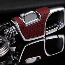 1pc Double Ring One-Click Key Chain, Iron Chain Anti-Lost Leather Ring - Fashionable Metal Texture Design, Sturdy Structure, Suitable For All Vehicle Models, Perfect Gift For Enthusiasts, Driver Accessory, Key Ring - Black * 1 Piece - View 7