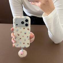 Minimalist Polka Dot Contrast Color Phone Case Compatible With IPhone 17 Pro Max, 15 New, 16 Pro, Suitable For Women, Shock-Proof Protective Cover - White - View 4