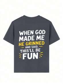 男童休闲印花圆领短袖T恤，夏季上衣 - 深灰色 - 查看 8