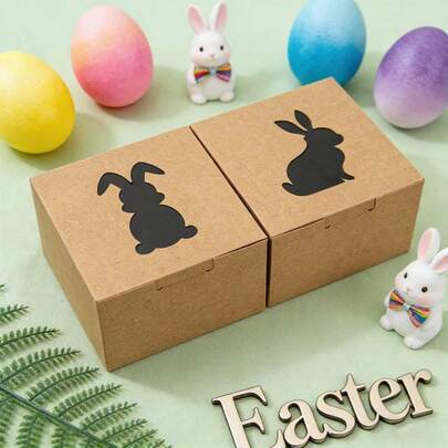 8/12/24pcs Easter Gift Box With Rabbit Window, Kraft Paper Cookie Box, Party Favor Boxes, Wedding Candy Gift Box, Easter Decor, Kraft Paper Material Packaging Box, Rabbit Shape Pattern Packaging Box, Easter Happy Gift Box Rabbit Eggs Easter Candy Box, Party Favor Cookie Bags, DIY Gift Packaging Supplies, Small Business Supplies, Packaging Boxes, Candy Boxes, Chocolate Packaging Boxes, Party Favors
