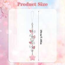 Aesthetic Y2K Phone Charm Cute Cell Phone Charms Star Heart Straps Accessories Keychain Lanyard Women - 粉色 - 查看 3