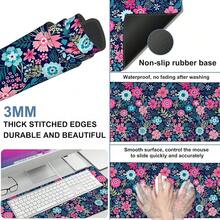 Colorful Flowers Gaming  Pad 3mm Thick Stitched Edge Waterproof Non-Slip Large Computer Keyboard  Mat,Suitable For Office Entertainment Decorative Desk Pad 35.4 X 15.7 Inches - Colorfulflowers - View 3