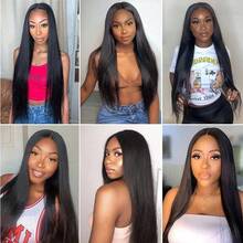 200% Density 26 Inches Black Straight 13x4 Lace Front Wigs Human Blended Hair Long Straight Heat Resistant Hair Wigs For Women Straight Synthetic Fiber Glueless Hairpiece Wigs 13*4 HD Transparent Lace Frontal Wig Straight Hair Wigs - Natural & Black - View 9