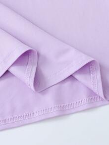 1件女童卡通可爱3女孩图案圆领休闲夏季上衣，新品上市 - 淡紫色 - 查看 5