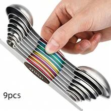 Set Of Modern Stainless Steel Magnetic Measuring Spoons, Kitchen Utensils, Household Essentials, Kitchen Gadgets, Double-Ended Coffee And Baking Tool, Precise Measuring Utensils, Kitchen Gadgets For The Home - Multicolor - View 10
