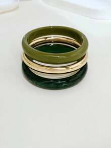 3pcs Elegant Retro Bangle Bracelets, Minimalist Design, Suitable For Daily Wear, Women's Fashion Jewelry, Acrylic Material, No Inlays, Suitable For Daily And Party Occasions All Year Round - Multicolor - View 4