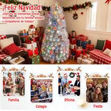 Árbol de Navidad Artificial SoportePlegable Fácil Armar 180cm con Luces LED para Posada Ideal para Decoración Festiva - Tipo de Enchufe A USA (110-127V) - Ver 5