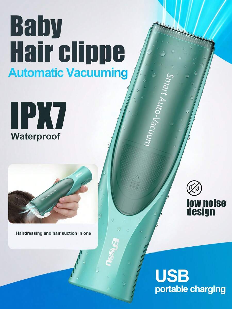 ENSSU Electric Hair Clippers - Quiet Hair Clippers, Kids Hair Trimmer | Electric Rechargeable Baby Cordless Hair Clipper, Waterproof Low Noise Haircut Trimmers, Powerful Hair Cutting For Children - Green - View 1