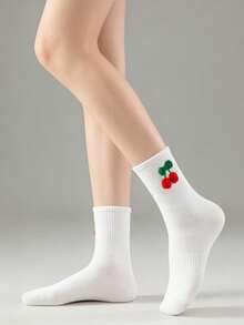 1 Pair Women's Casual Cute Cherry Pendant Mid-Calf Socks - Multicolor - View 15