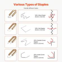 Soldador de plástico, Pistola de soldadura de plástico de 100W con grapas calientes de 800PCS, Pistola de soldadura de grapas calientes profesional, Kit de reparación de parachoques de plástico para coches con luz led para kayak, Juguetes, Reparación de grietas de plástico - Rojo - Ver 4