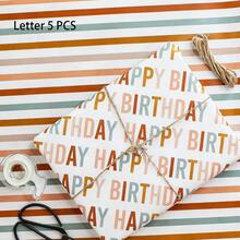 5 Pcs Beautiful Happy Birthday Wrapping Paper, 42*28.5cm Quality Happy Birthday Paper Rolls For Medium Sized Gifts - Add A Touch Of Magic To Every Gift You Wrap(Letter/Striped/Polka Dot Available) - Multicolor - View 9