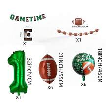 32" Green Number Foil Balloons, Football Pennant Flags, Football Shaped Balloons, Birthday Party Decorations - Green - View 3