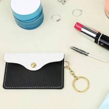 1 Pack Birth Control Pill Case Sleeve Packet PU Leather Wallet Pill Holder Birth Control Case With Snap Closure And Keyring Contraceptive Holder Travel Bag Backpack - ban đầu - Xem 3