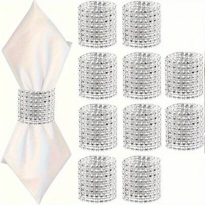 10/20 piezas Anillos de servilleta de cristal elegantes dorados | Adecuados para decoración de mesa, cena de boda, decoración DIY, suministros para fiestas, decoración minimalista, decoración navideña, decoración del hogar