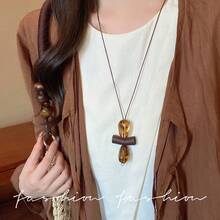 A Vintage Long Irregular Circle Pendant Necklace For Women, , Unique Winter Sweater Chain, High-End Accessories - X2017 Love - View 3