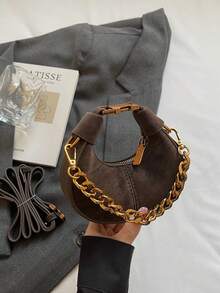 小巧时尚口红包跨境磨砂新月腋下包迷你链条2026新款斜挎包 - 咖啡 - 查看 6