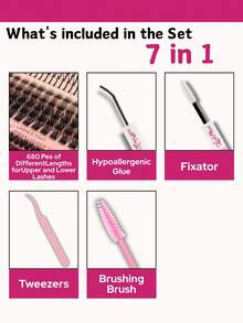 1360PCS/680PCS Russian Volume Lash Clusters Kit, Spike Lash Individuals T50D+80D+100D+120DD, DD Curl DIY Eyelash Extensions With Eyelash Glue, Tweezers & Brush, 0.31–0.63inch Reusable Segmented Individual False Eyelashes, Faux Mink Eyelashes, Wispy Spiky Natural Look For Party, Wedding, Holiday – Beauty & Health, Personal Care, Festive Glam Beauty, Lash Clusters Kit, Lashes, Eyelashes, Fake Lashes - 黑色 - 查看 4