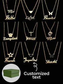 [ Stacked Chain Hot Style ] Personalized Customization Of Double-Layer Necklace, Personalized Customization Of Name, Text, Anniversary, Double-Layer Chain Style Necklace, Stainless Steel Gold Necklace, Including Exquisite Gift Box, Suitable For Winter, Gift Giving, Valentine's Day, Mother's Day. - Double Chain - View 1