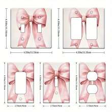 1pc Pink Bow Decorative Switch Plate Cover | Easy /Adhesive Install | No Wiring/Tools Needed | Fits Single/Double Switches | Ideal For Home/Bathroom | Pastel Decor Compatible | Housewarming Gift Accent - 雙套 11.5cm*11.5cm - 查看 11