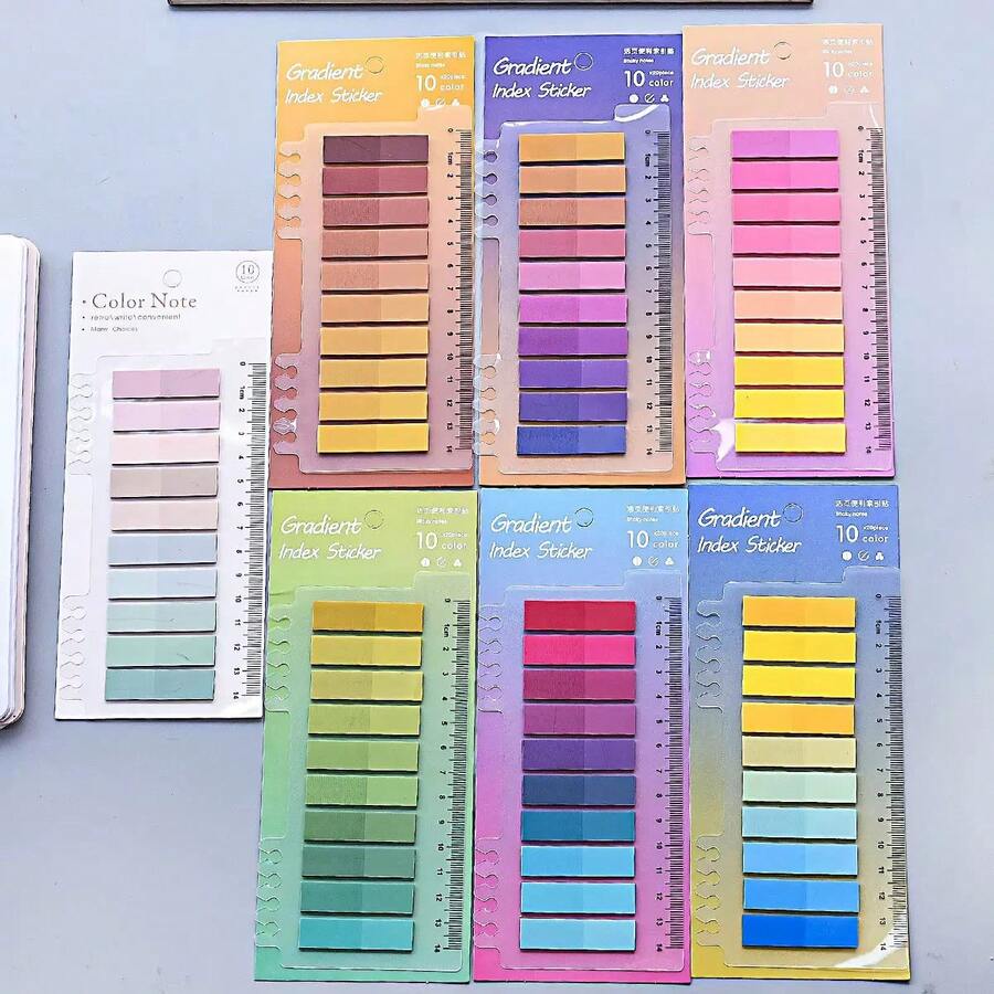 200张彩色PET材质便签纸，可书写，可重复粘贴，半透明书签，自粘式页面标签，适用于活页夹和索引。 - 彩色 - 查看 1