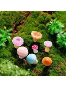 20pcs Mini Mushroom Crafts - Miniature Fairy Garden Mushrooms, Small Resin Mushroom Decorations, Realistic Mushroom Miniatures And Bonsai Style Micro Landscape Decorations. - Multicolor - View 2