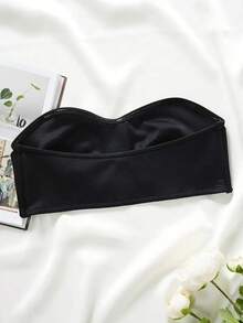 Women's Strapless Strapless Strapless Strapless Bra - Full Cup Lifting Effect, Solid Color Black And White, Comfortable Daily And Special Occasions Bra, Hand Washable, No Padding, Minimalist Design, Suitable For Layering, Suitable For Both Large And Small Breasts, Fashionable And Comfortable Fit, Seamless Strapless Design, No Steel Ring, Smooth Modern Style, Ideal For Casual Or Formal Wear, Women's Bra, Double-Layer Thick Gathering Bra, Women's High-Quality Bra, Gathering Bra, Strapless Bra, Women's Gathering Bra, Strapless Bra, Women's Gathering Bra, Women's Gathering Bra - 黑色 - 查看 7