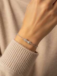 1件优雅925纯银波浪纹理手链，送给姐妹和朋友的珠宝礼物