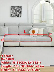 1pc Leaf Pattern Universal Elastic Sofa Cover Anti Slip Furniture Protective Cover | Machine Washable | Pet Friendly | Suitable For L-Shaped, Single Sofa, Double Sofa, Triple Sofa, Quadruple Sofa - Light Grey - View 14