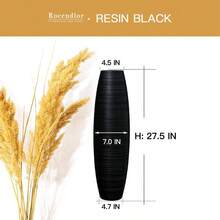 Floor Vase, 27.5 Inches 70cm, 2.3FT Tall Large Floor Vase, Sturdy, Luxury, Textured, Vessel For Decorative Branches Dried Flowers, Tall Vase For Decor, Resin Black - Cao Đen - Xem 2