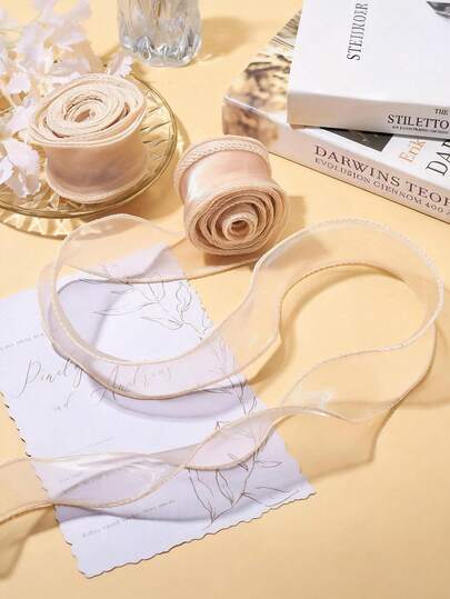 1/2/4/6/15/30pcs Semi-Transparent Organza Ribbon Rolls, Suitable For Flower Bouquets, Gift Wrapping, Cake Decoration, Weddings, Decorative Bows, Holiday Party Decor