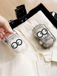 Creative Portable Travel Soap Dish & Toothbrush Holder Set Business Travel Mouthwash Cup Set Cartoon Sausage Mouth & Black Glasses Shaped Accessories Travel/Home Dental Storage & Organization Box Breathable Bathroom Accessories - Clear - View 6