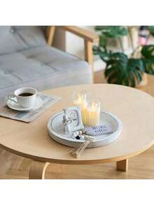 1pc Round Wooden Decorative Tray, Rustic Candle Holder, Versatile Wooden Serving Tray Suitable For Kitchen Countertop, Home Decor And Coffee Table, Ideal For Birthday Gift, Kitchen Accessory, Kitchen Decor Tray, Fruit Tray And Graduation Decoration - Multicolor - View 11