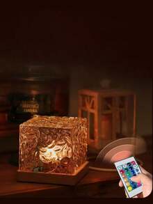 1pc LED Northern Lights Wave Ripple Crystal Projection Lamp - USB Mood Light, With Touch/Remote Control, 16 Color Changing Northern Lights Effect, For Bedroom, Party, Valentine's Day, Home And Office Decor, Party Atmosphere Lighting | Modern Table Lamp | Holiday Decor Lighting | Valentine's Day Romantic Gift Bedroom Lamp - Multicolor - View 7
