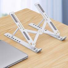 1 Portable Foldable Laptop Stand - 7-Level Adjustable Cooling Desk Holder, Space-Saving Design Suitable For All Computers, White, Black, Sturdy Structure, Plastic Material - 銀色 - 查看 2