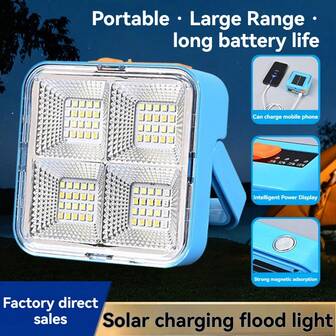 1 pieza Lámpara solar portátil, recargable por USB, iluminación para exteriores, reflector LED potente, foco, luz de construcción