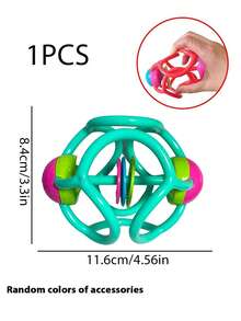 1个柔软婴儿感官摇铃玩具，旋转摇铃，早教学习，可弯曲抓握，婴儿抓握球，婴儿礼物