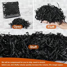 Shredded Paper For Gift Baskets, 1/2LB (8 Oz) Black Crinkle Paper Filler, Crinkle Cut Paper Shred For Birthdays, Weddings,Boxes Bags, Christmas, Basket Filler,Anniverss,Gift Wrapping,Black - 黑色的 - 查看 4