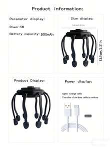 8档震动头皮按摩器，3种模式，360°便携式强力头皮按摩器，缓解压力，理想礼物