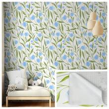 1 Cuộn Giấy Dán Tường Tự Dính Không Mùi Hình Hoa Tulip, Họa Tiết Cây Xanh Tươi Mát, Giấy Dán Tường Vinyl, Dày, Bền, Chống ẩm, Chống thấm nước, Có thể bóc ra, Dễ Lắp Đặt, Giấy Dán Tường Tự Làm cho Phòng Ngủ, Phòng Khách, Giấy Dán Tường Nhà Bếp, Giấy Dán Trang Trí Nội Thất - màu xanh lá - Xem 2