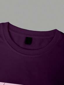 Y2K Anime Eye Print Oversized T-Shirt, Loose Fit, Premium Soft Fabric, Summer/Spring - 紫色 - 查看 6