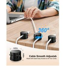 Bộ 1/3/6 kẹp giữ dây cáp [khóa 1 giây] Kẹp quản lý dây cáp lò xo - Giá đỡ dây cáp để bàn, Kẹp dây cáp tròn dễ thương có keo dính, Bộ giữ dây sạc điện thoại cho bàn đầu giường, phụ kiện văn phòng, màu đen - màu đen - Xem 12