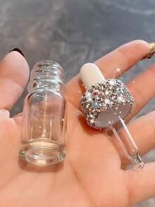 闪亮水晶装饰玻璃滴管瓶，迷你精油滴管瓶，透明玻璃小样滴管瓶，带滴管的液体容器，适用于香水和化妆品，可重复灌装的便携式香水瓶，迷你口袋美容工具旅行必备，防漏可重复使用，适合所有季节，送给朋友和家人的最佳礼物，母亲节/情人节礼物（2毫升/5毫升/10毫升/15毫升/20毫升） - 彩色 - 查看 1