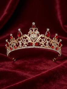 1pc Women's Wedding Headpiece And Crown, Crystal Queen Crown Silver Bridal Wedding Crown, Adult Princess Headdress For Birthday Party Dress