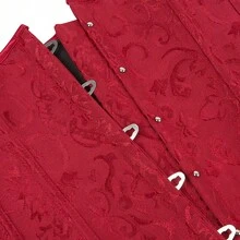 Jutrisujo Underbust Corset Shaper Bustier Top Waist Cincher Body Belt Satin Lace Up Boned Gothic Plus Size Lingerie - 9427-Winered - 查看 4