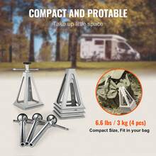 RV Stabilizer Jacks, 4 Pack Aluminum RV Leveling Jacks, RV Stack Jacks For RV Travel Trailer Camper, Single Screw Jack Support Up To 6000 Lbs, Adjustable From 11 Inch To 17 Inch - Silver - View 6