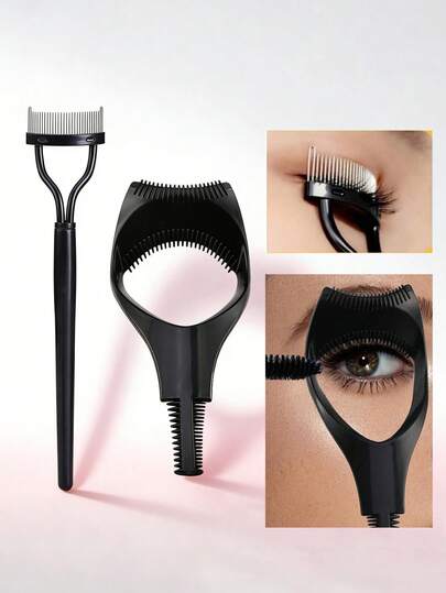 2 piezas de productos para pestañas - Peine para máscara de pestañas y peine plegable de acero inoxidable para pestañas, crea pestañas naturales, evita que se obstruya la máscara. Color negro, aplicador de maquillaje práctico, herramienta guía de separador de pestañas, protector de pestañas de plástico, adecuado para mujeres y niñas, regalos, viajes, artículos baratos, artículos esenciales para viajes